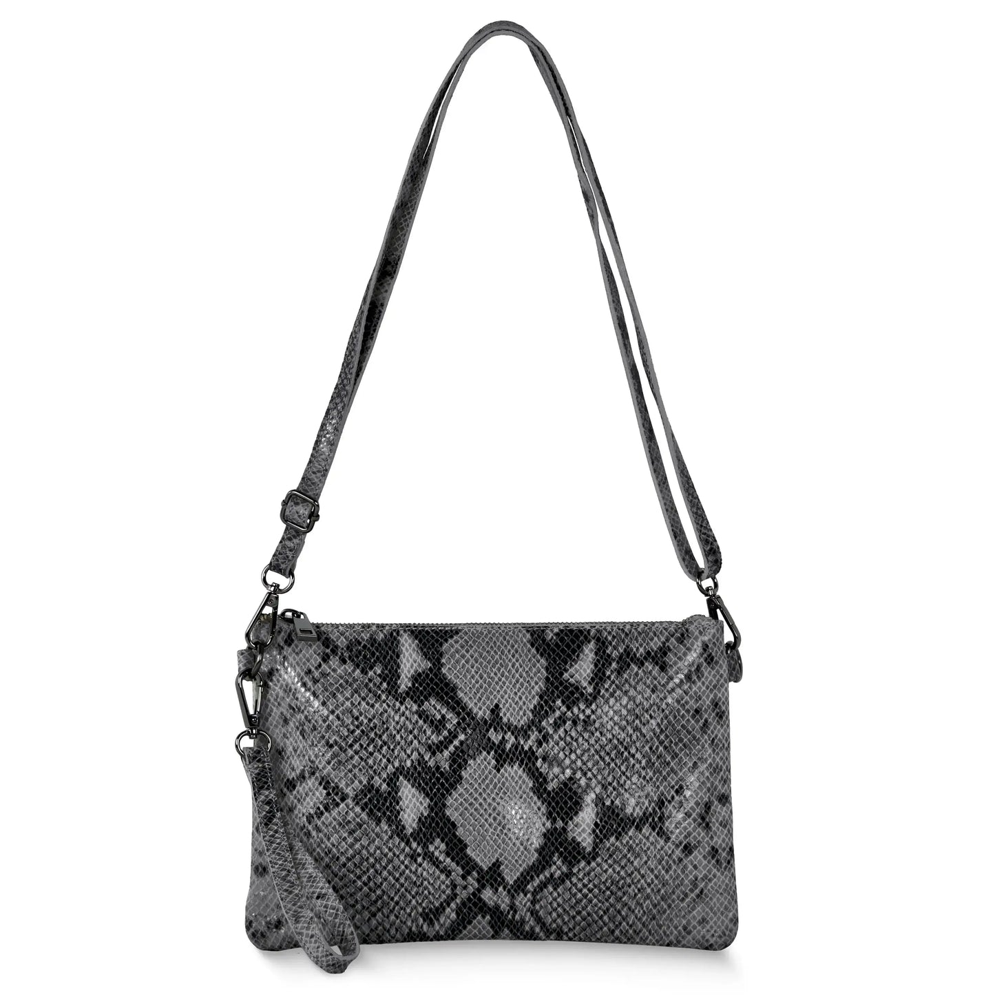 Italian Genuine Python-Print Suede Crossbody Bag 111301 - TAKEASY - Flyclothing LLC