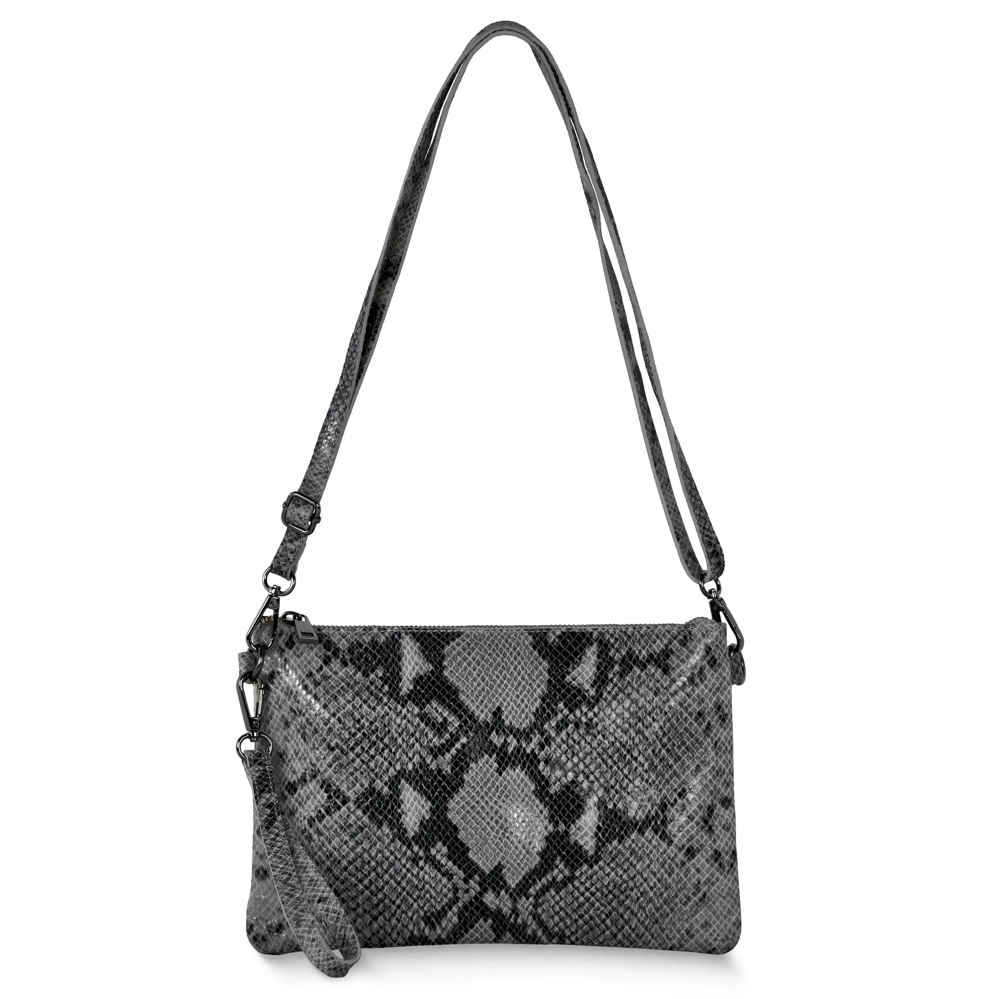 Italian Genuine Python-Print Suede Crossbody Bag 111301 - TAKEASY - Flyclothing LLC