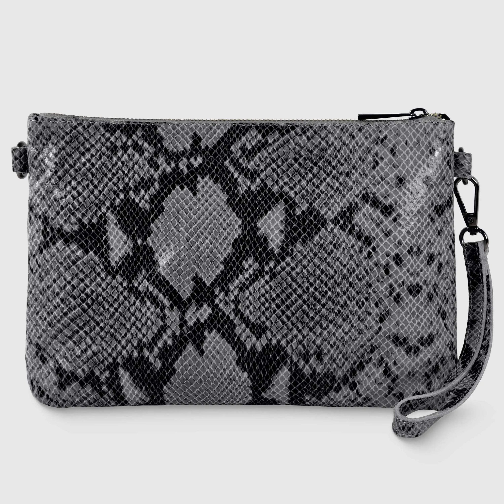 Italian Genuine Python-Print Suede Crossbody Bag 111301 - TAKEASY - Flyclothing LLC