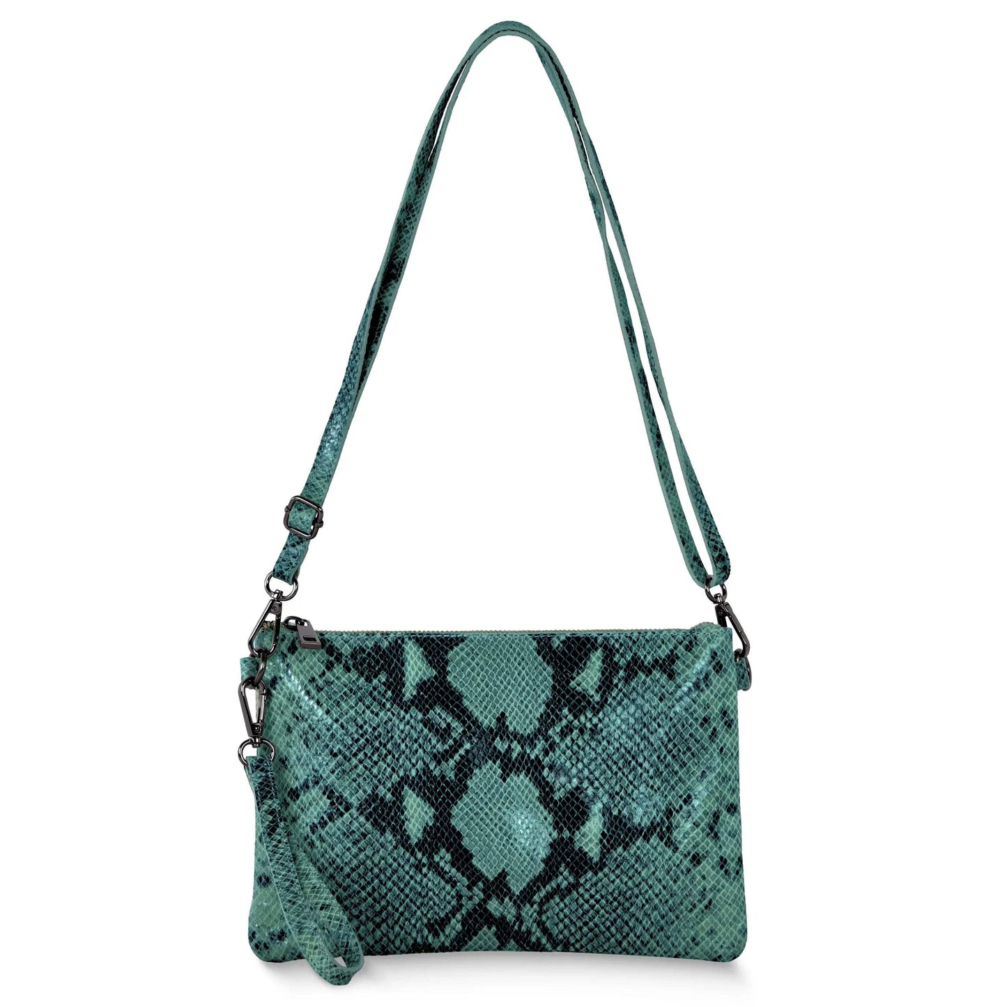 Italian Genuine Python-Print Suede Crossbody Bag 111301 - TAKEASY - Flyclothing LLC