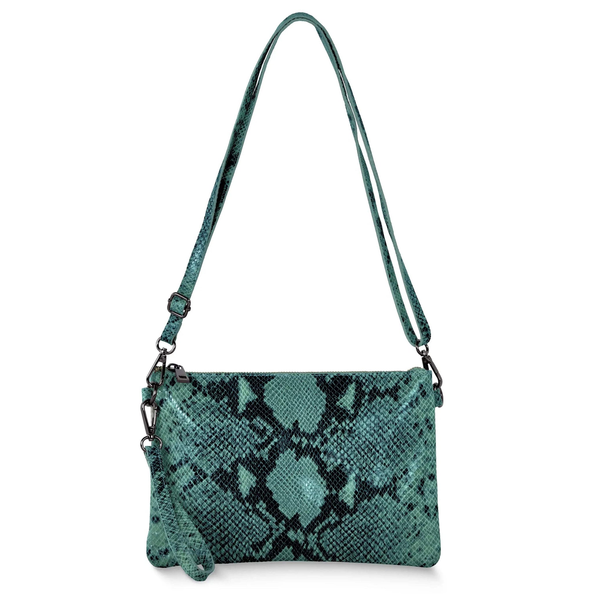 Italian Genuine Python-Print Suede Crossbody Bag 111301 - TAKEASY - Flyclothing LLC
