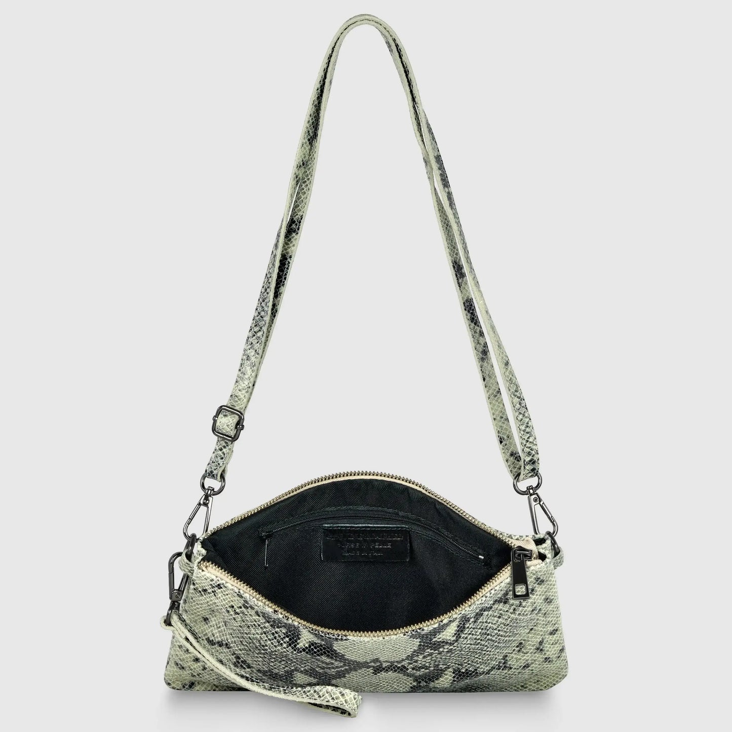 Italian Genuine Python-Print Suede Crossbody Bag 111301 - TAKEASY - Flyclothing LLC