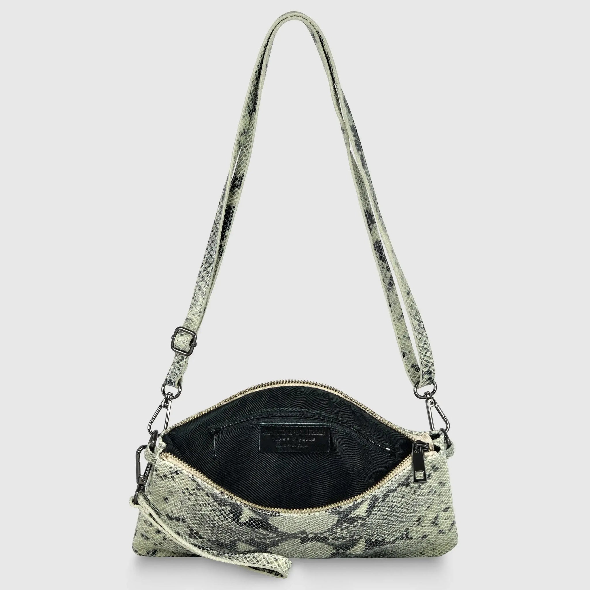 Italian Genuine Python-Print Suede Crossbody Bag 111301 - TAKEASY - Flyclothing LLC