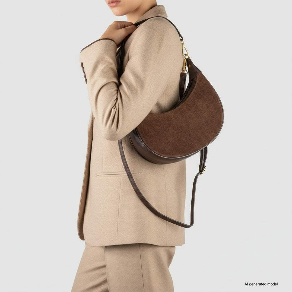 Italian Genuine Suede & Calf Leather Shoulder Bag 222024 - TAKEASY - Flyclothing LLC