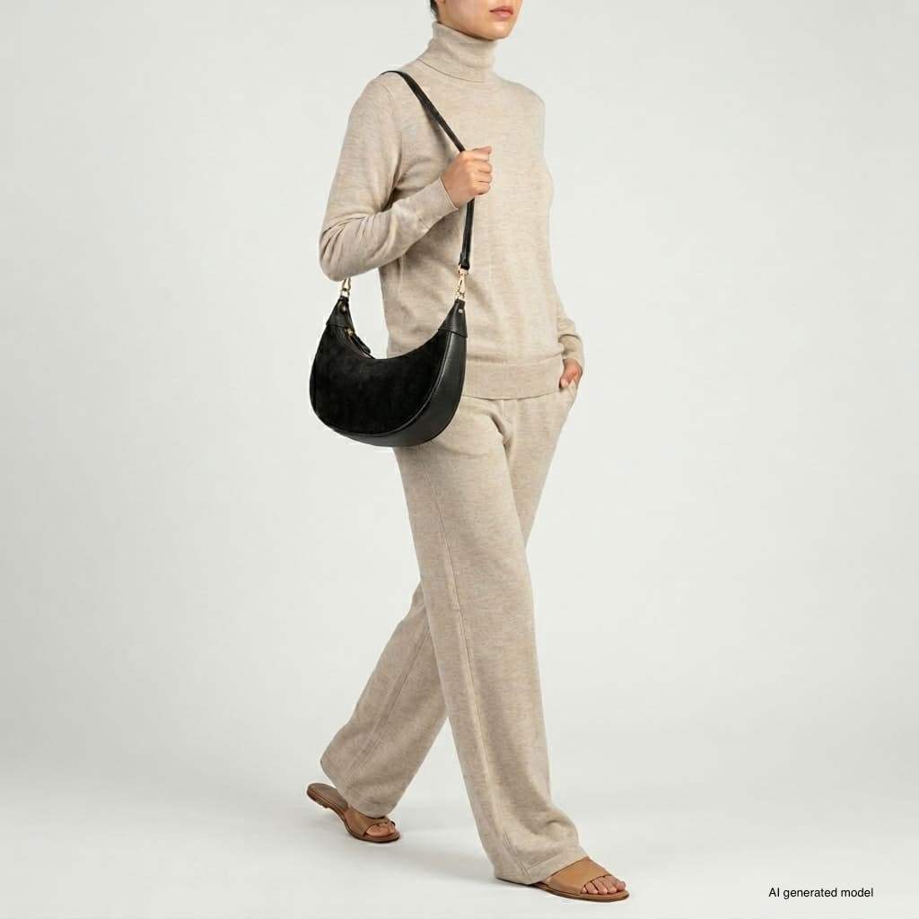 Italian Genuine Suede & Calf Leather Shoulder Bag 222024 - TAKEASY - Flyclothing LLC