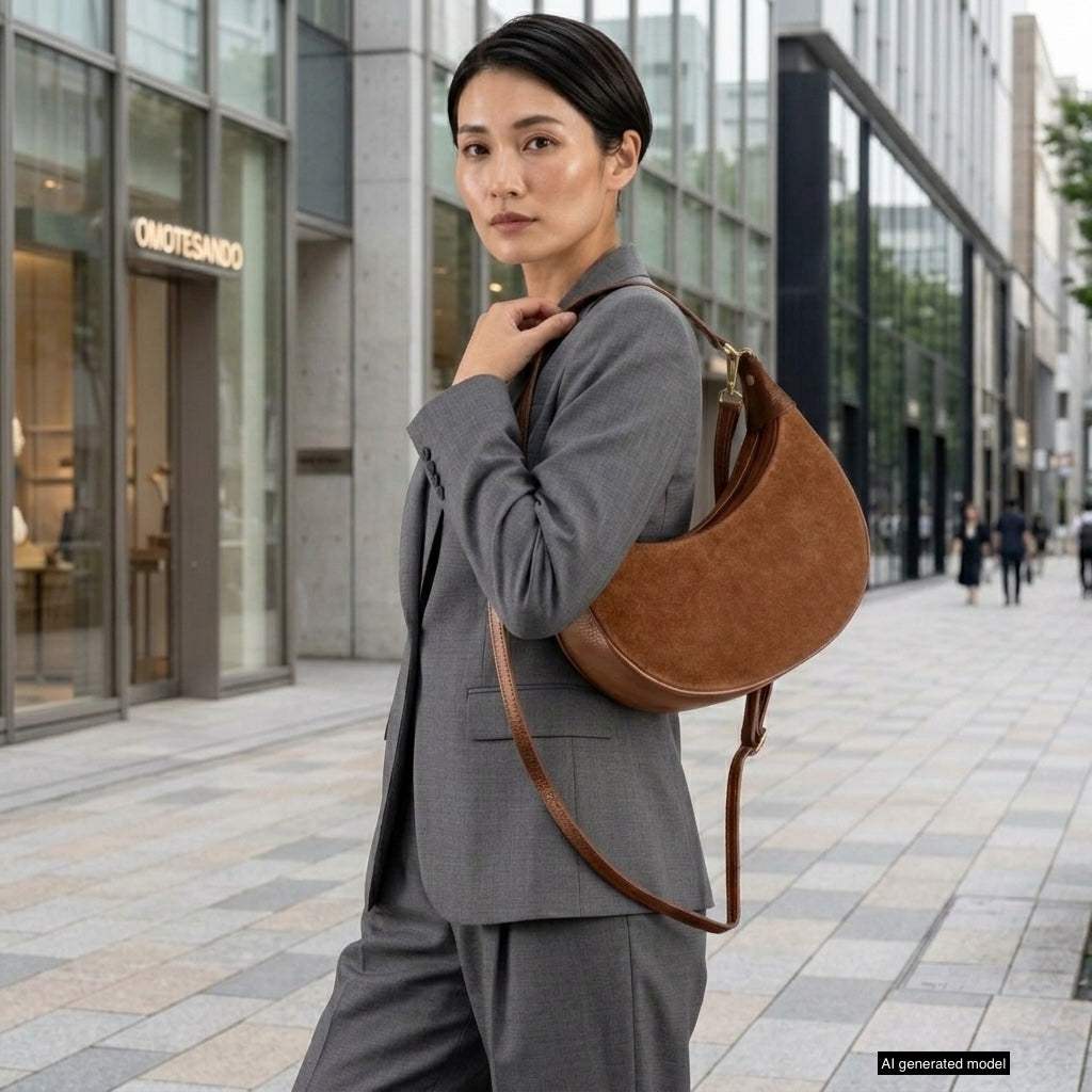 Italian Genuine Suede & Calf Leather Shoulder Bag 222024 - TAKEASY - Flyclothing LLC