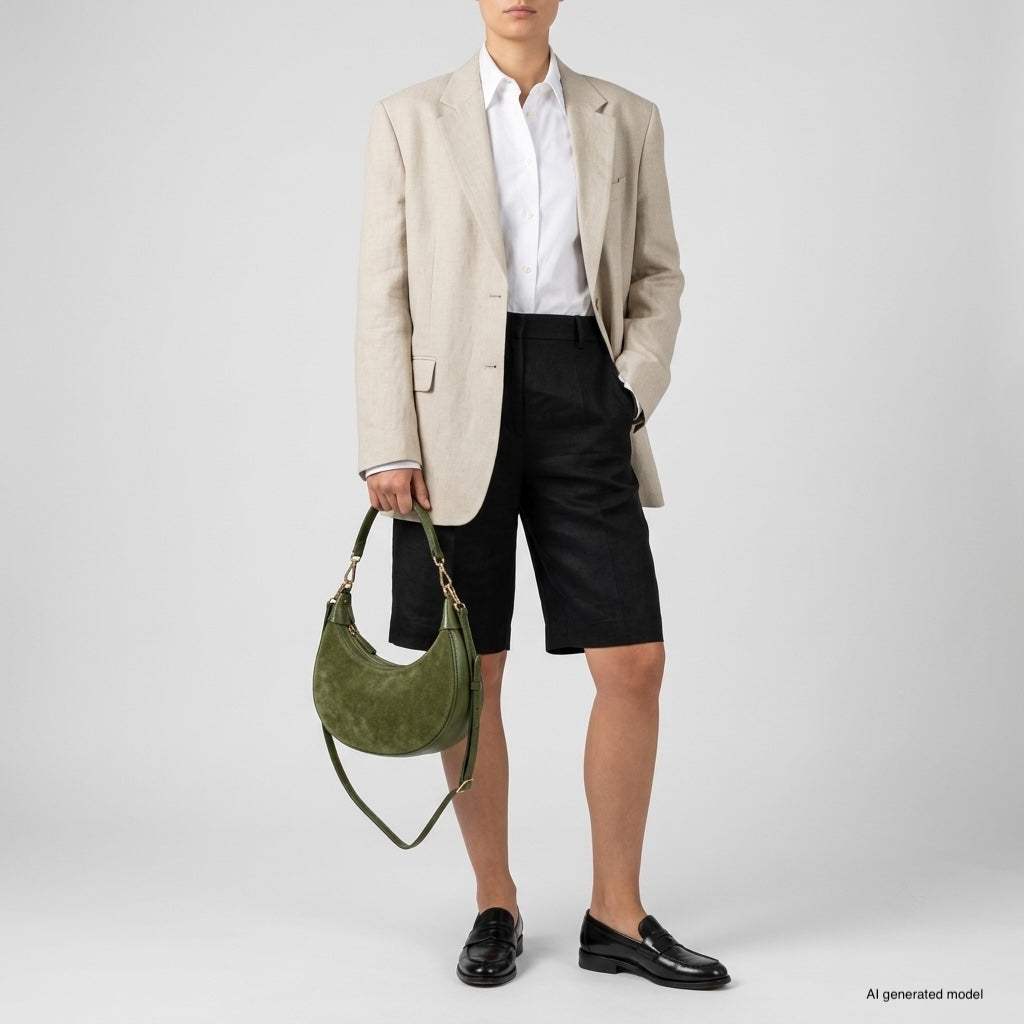 Italian Genuine Suede & Calf Leather Shoulder Bag 222024 - TAKEASY - Flyclothing LLC