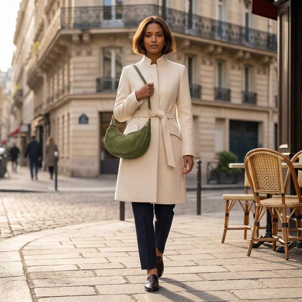 Italian Genuine Suede & Calf Leather Shoulder Bag 222024