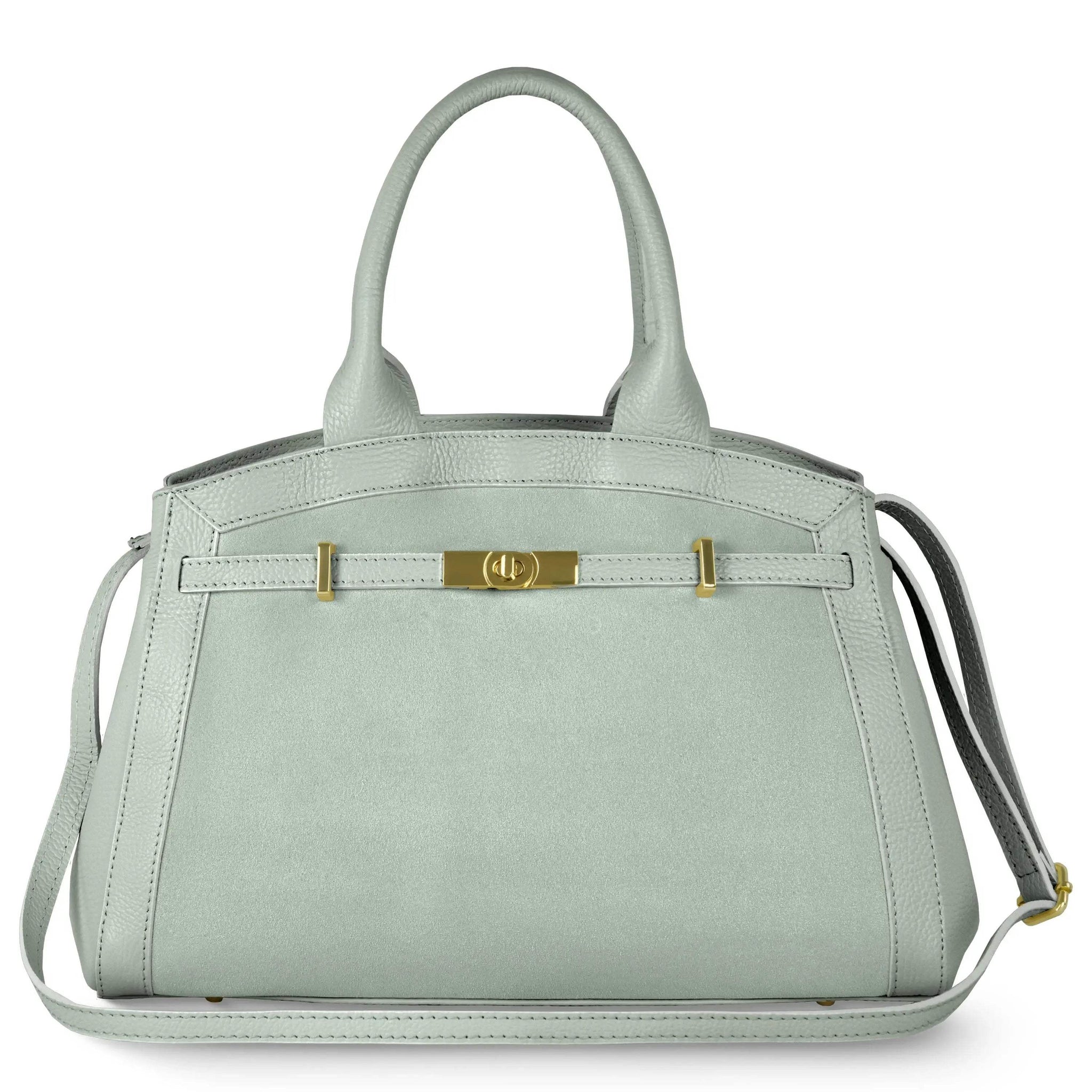 Italian Genuine Suede & Calf Leather Top-Handle Bag 333155 - TAKEASY - Flyclothing LLC