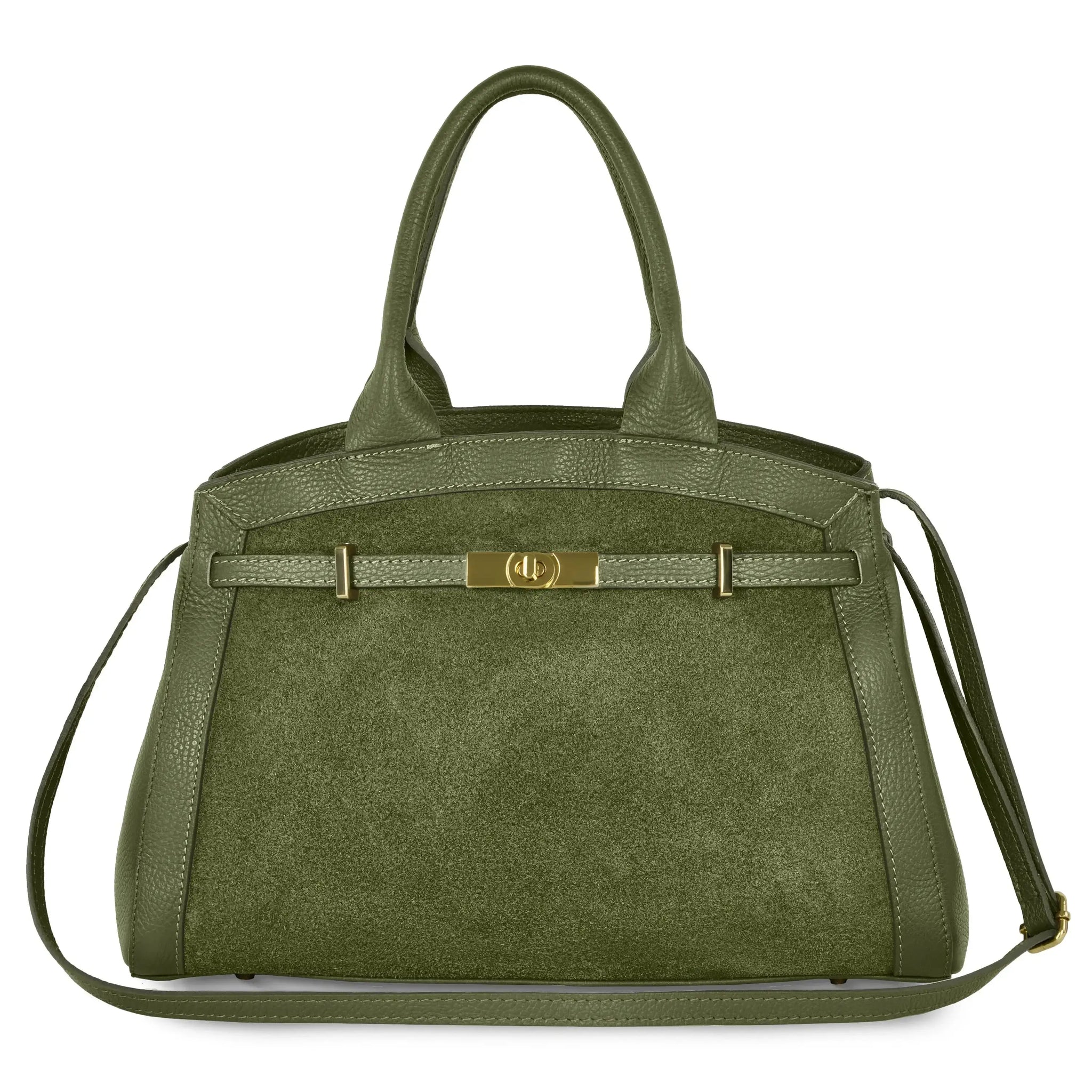 Italian Genuine Suede & Calf Leather Top-Handle Bag 333155 - TAKEASY - Flyclothing LLC