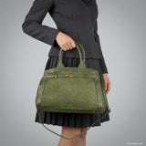 Italian Genuine Suede & Calf Leather Top-Handle Bag 333155