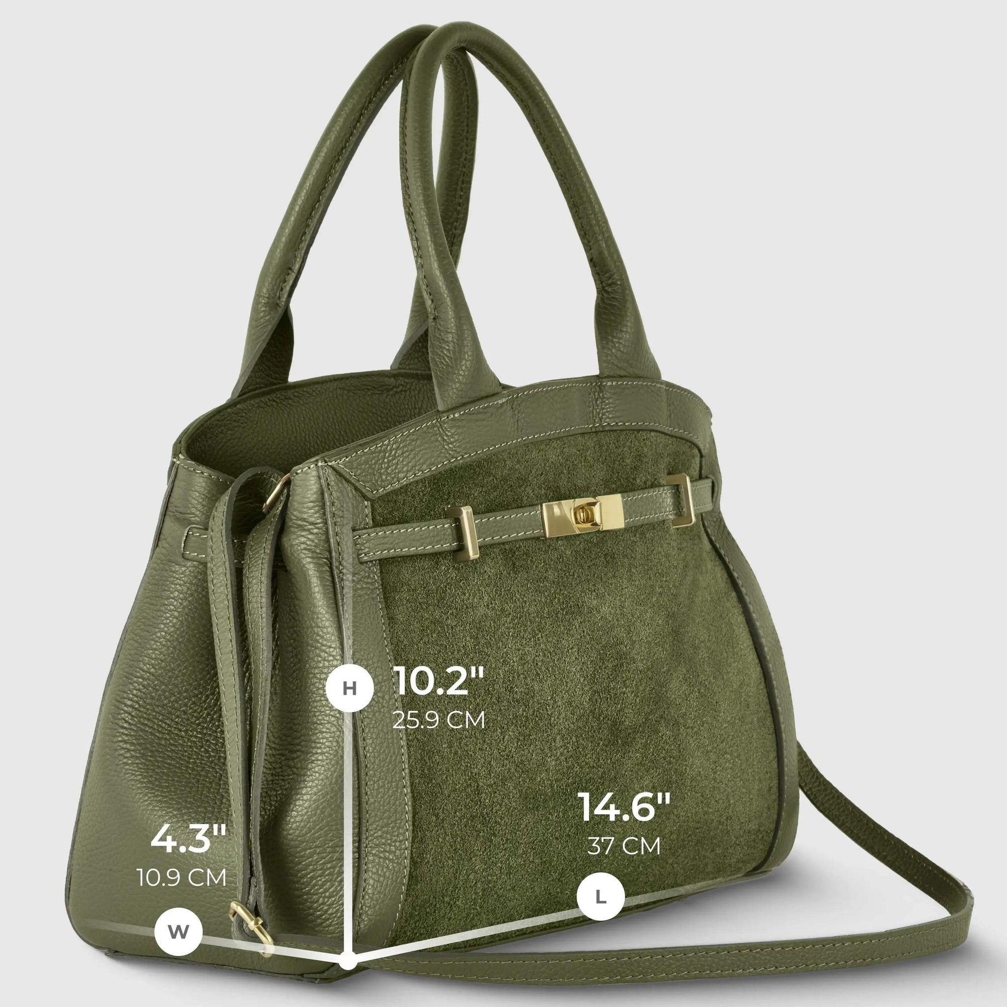 Italian Genuine Suede & Calf Leather Top-Handle Bag 333155 - TAKEASY - Flyclothing LLC