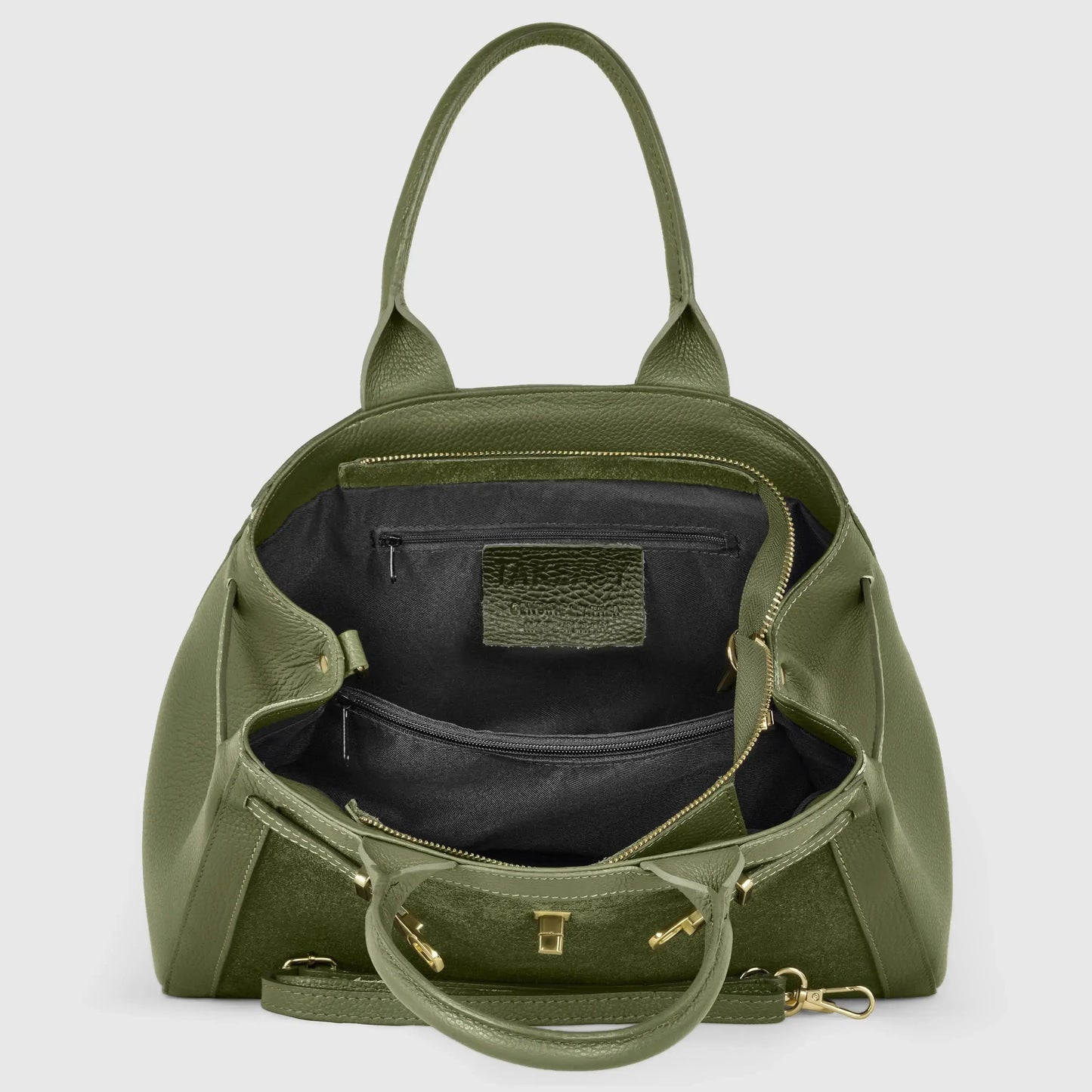 Italian Genuine Suede & Calf Leather Top-Handle Bag 333155 - TAKEASY - Flyclothing LLC
