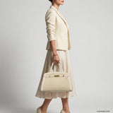 Italian Genuine Suede & Calf Leather Top-Handle Bag 333155