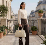 Italian Genuine Suede & Calf Leather Top-Handle Bag 333155