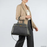 Italian Genuine Suede & Calf Leather Top-Handle Bag 333155