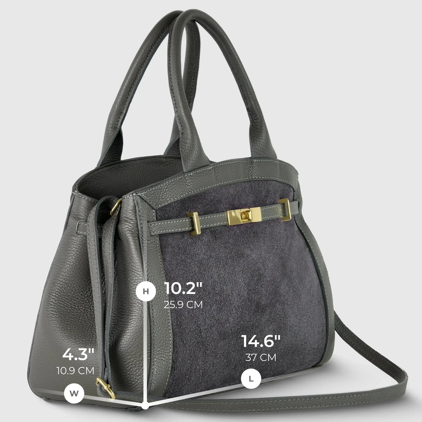Italian Genuine Suede & Calf Leather Top-Handle Bag 333155 - TAKEASY - Flyclothing LLC