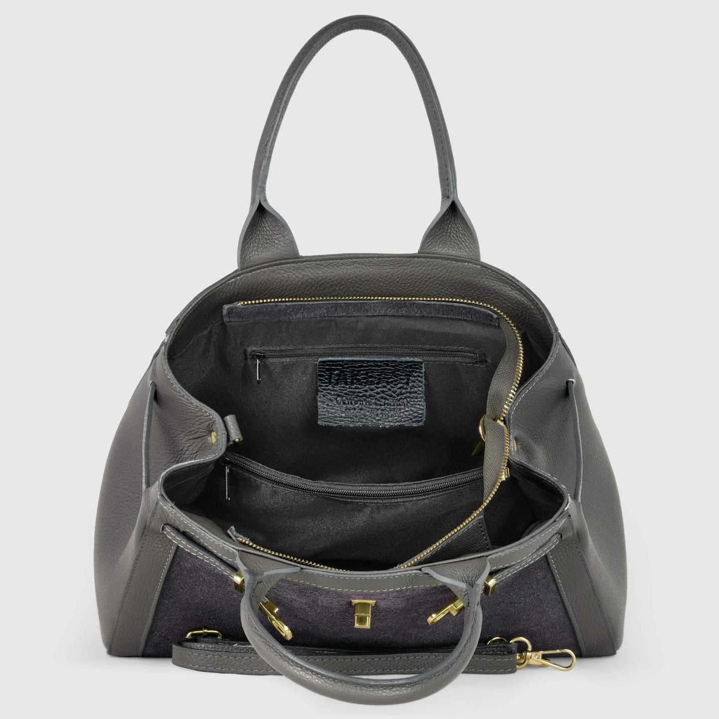 Italian Genuine Suede & Calf Leather Top-Handle Bag 333155 - TAKEASY - Flyclothing LLC