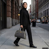 Italian Genuine Suede & Calf Leather Top-Handle Bag 333155