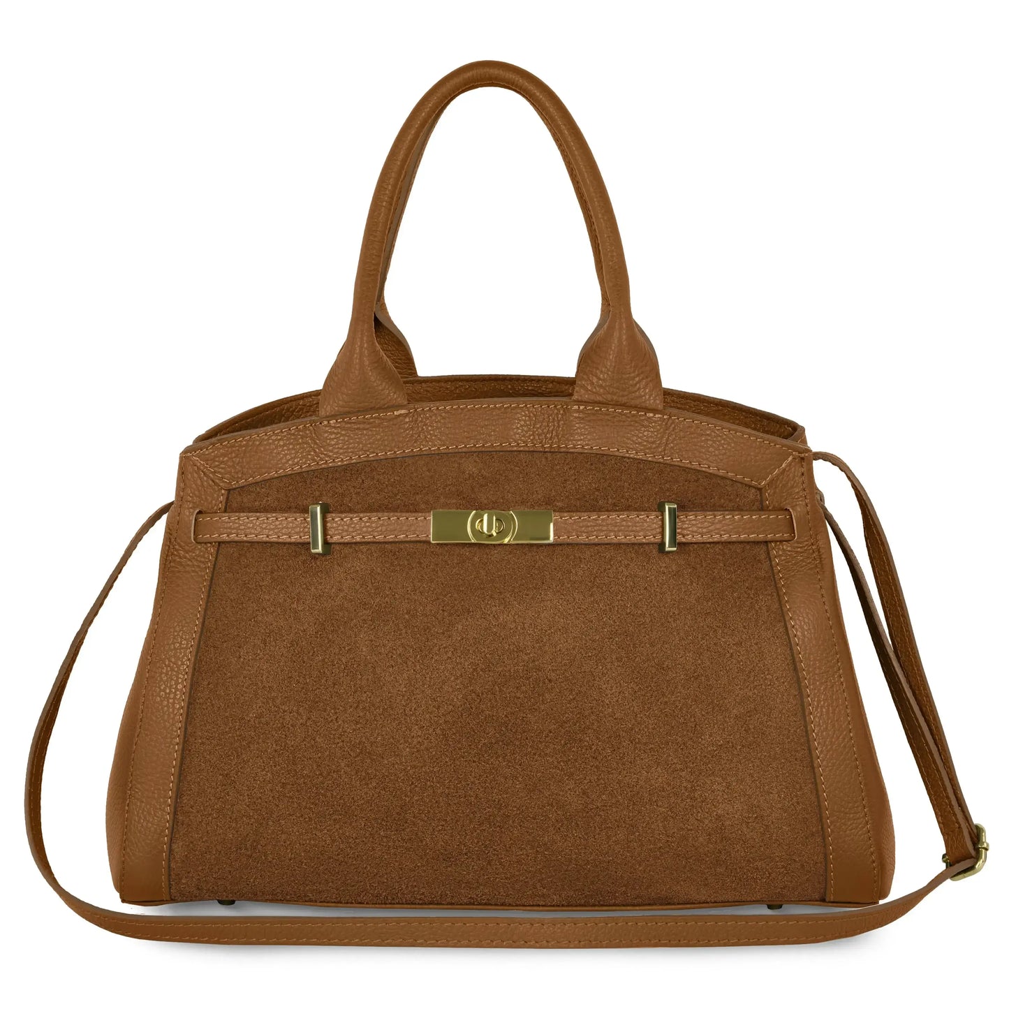 Italian Genuine Suede & Calf Leather Top-Handle Bag 333155 - TAKEASY - Flyclothing LLC