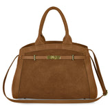 Italian Genuine Suede & Calf Leather Top-Handle Bag 333155 - TAKEASY - Flyclothing LLC