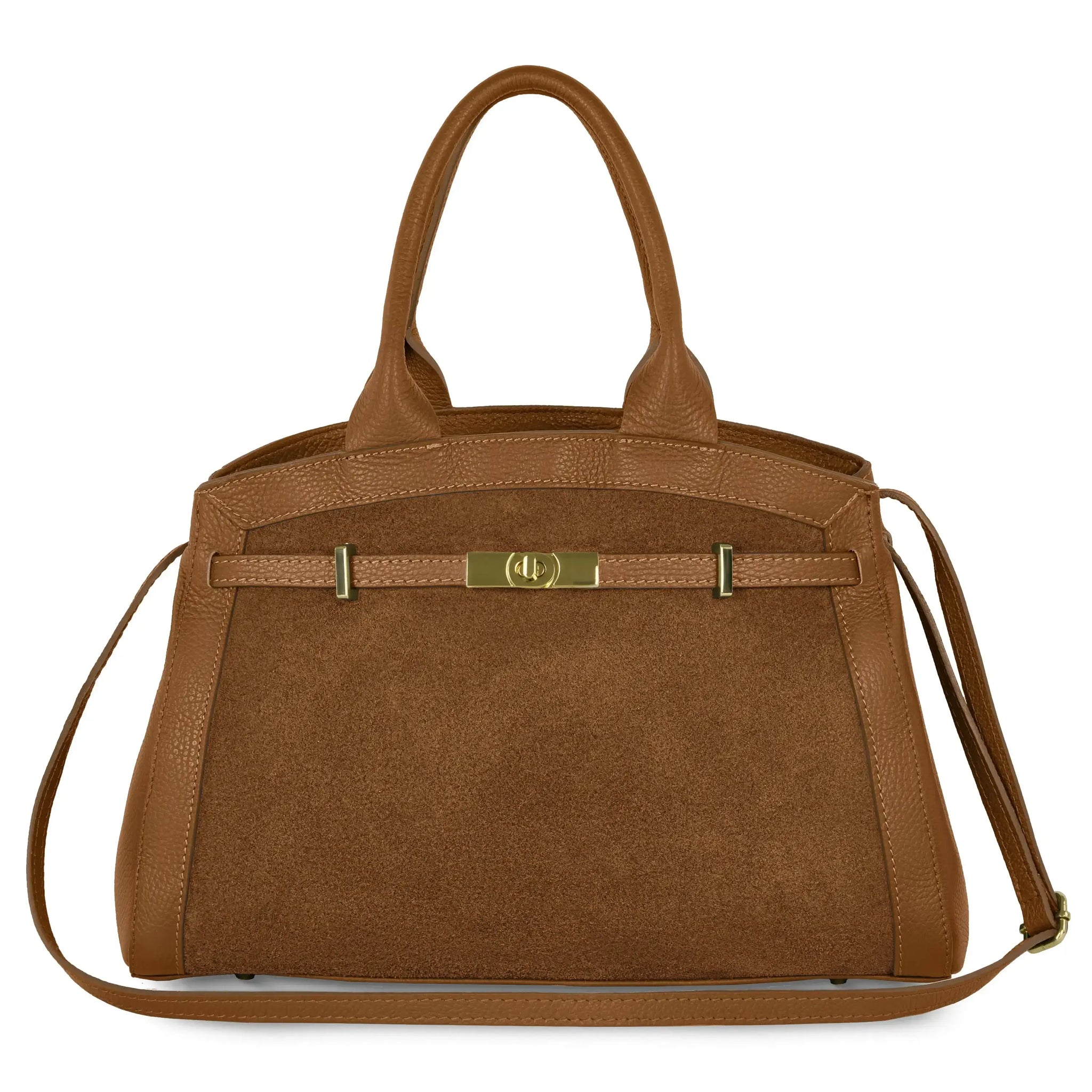 Italian Genuine Suede & Calf Leather Top-Handle Bag 333155 - TAKEASY - Flyclothing LLC