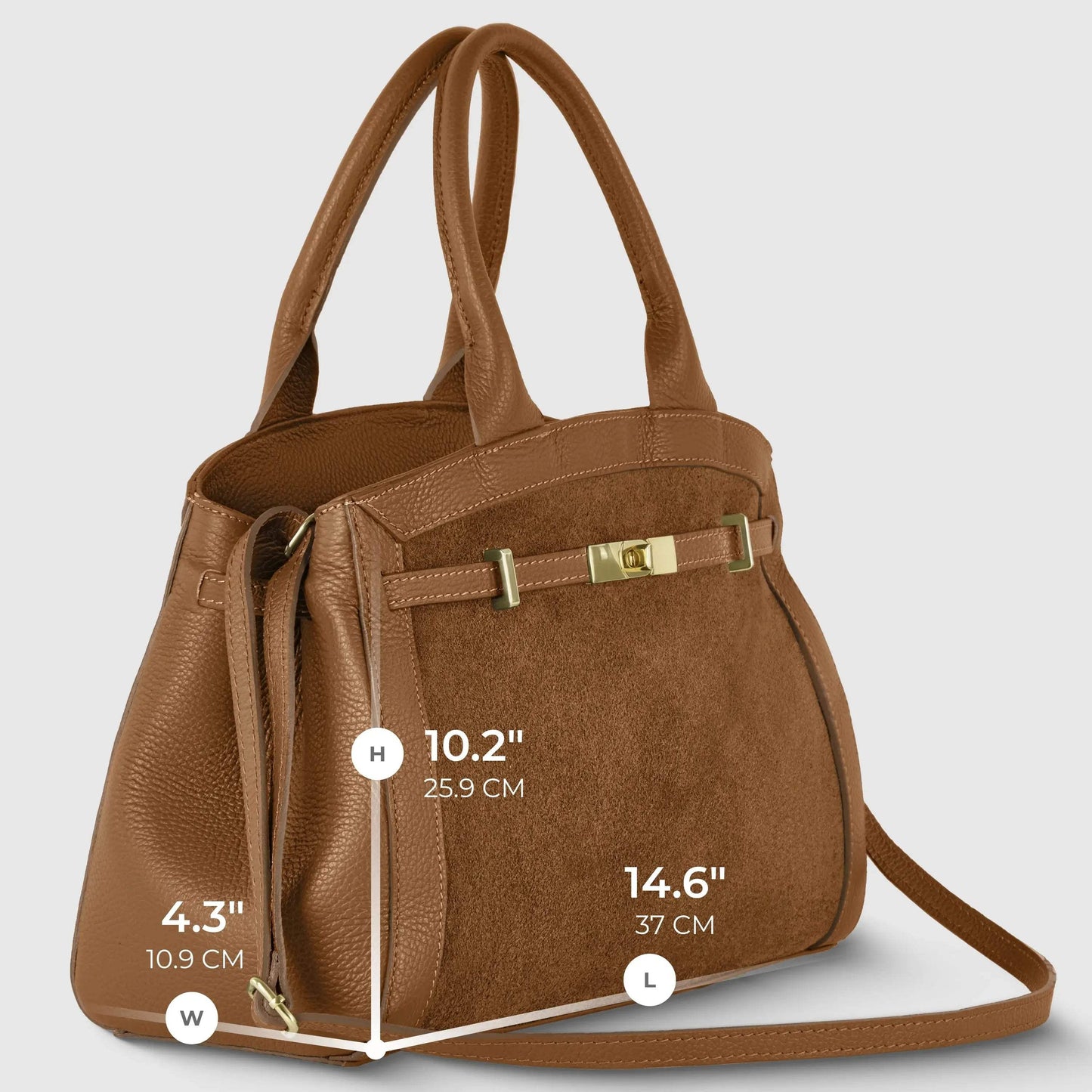 Italian Genuine Suede & Calf Leather Top-Handle Bag 333155 - TAKEASY - Flyclothing LLC