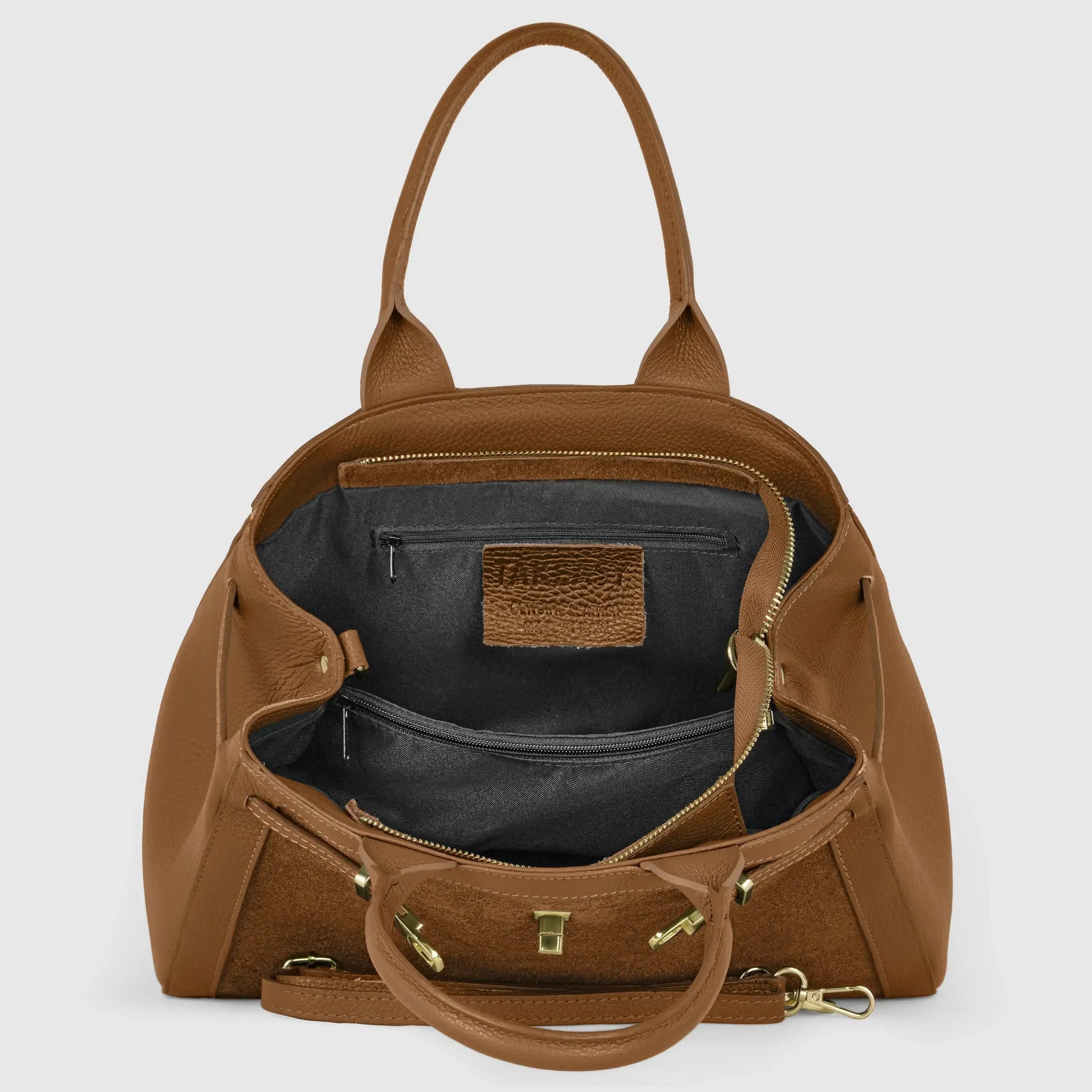 Italian Genuine Suede & Calf Leather Top-Handle Bag 333155 - TAKEASY - Flyclothing LLC