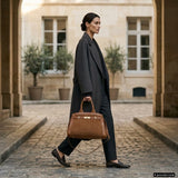 Italian Genuine Suede & Calf Leather Top-Handle Bag 333155