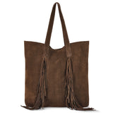 Suede Leather Tote Bag - TAKEASY - Flyclothing LLC