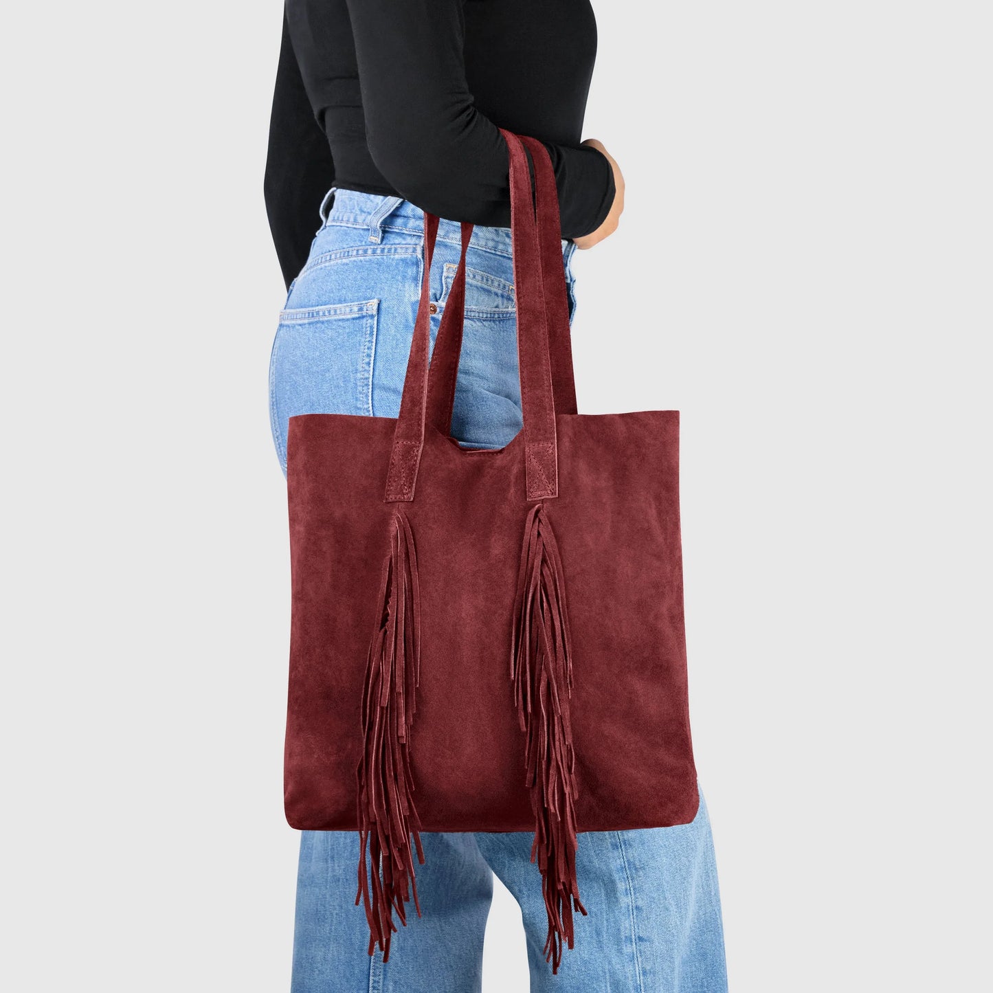 Suede Leather Tote Bag - TAKEASY - Flyclothing LLC