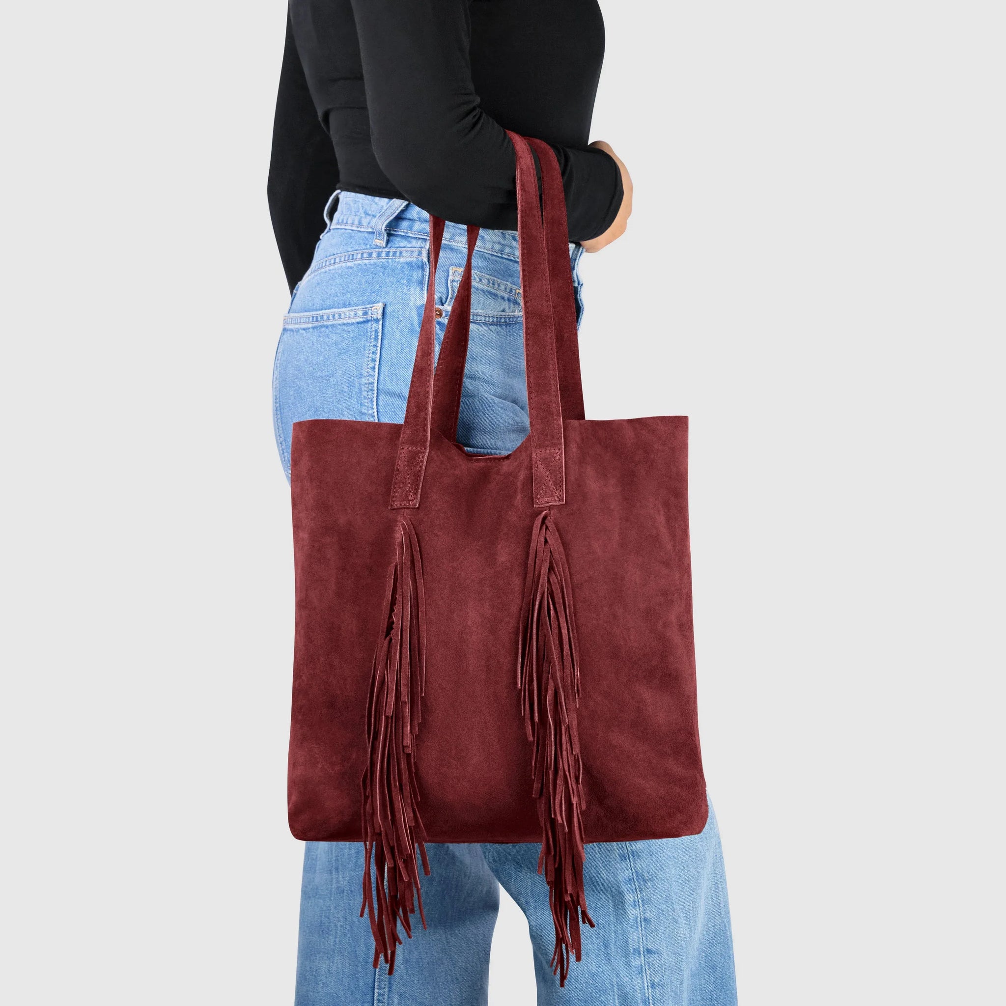 Suede Leather Tote Bag - TAKEASY - Flyclothing LLC