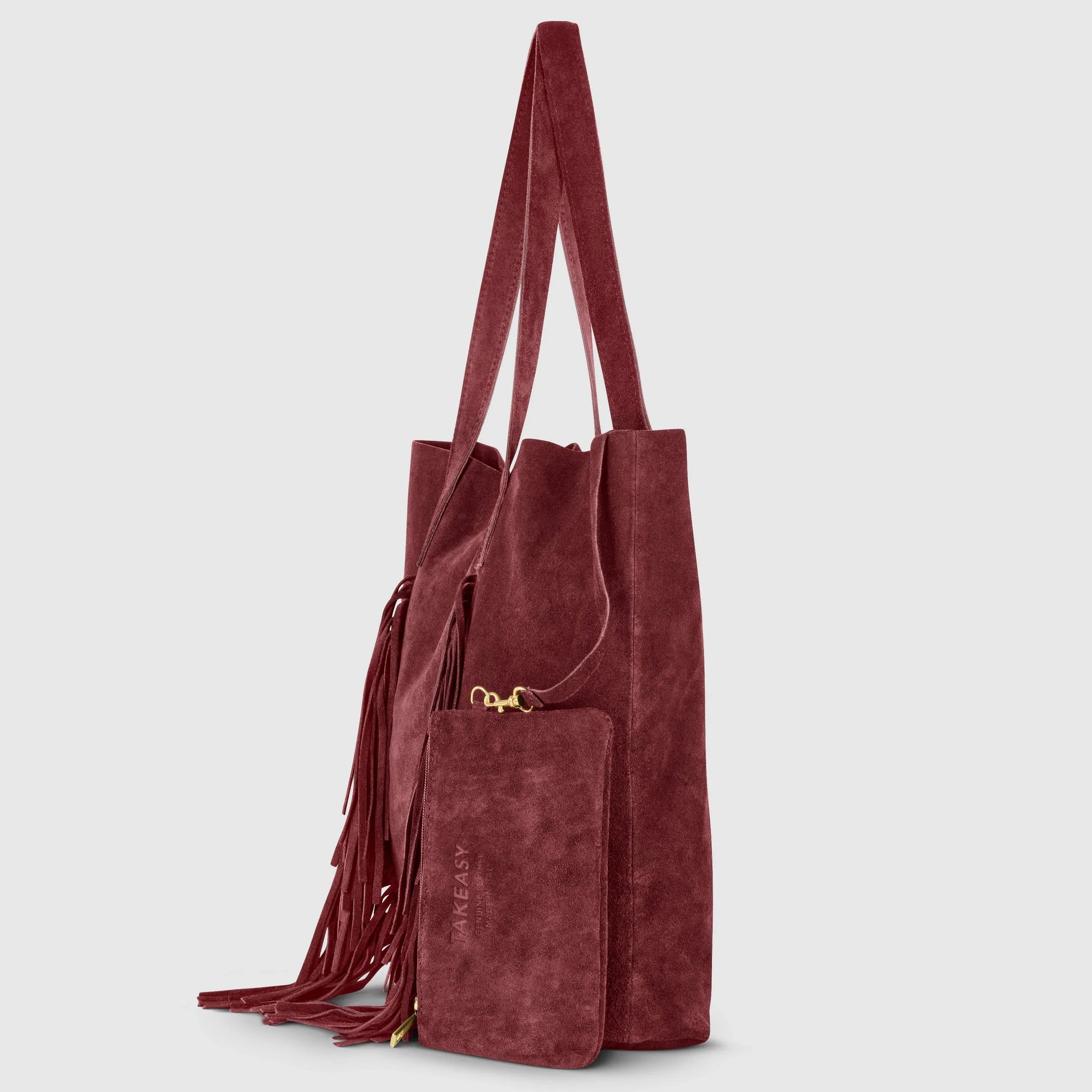 Suede Leather Tote Bag - TAKEASY - Flyclothing LLC