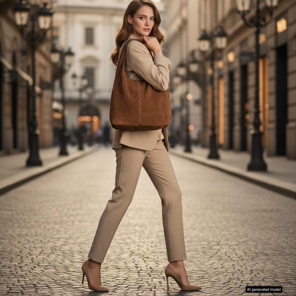 Italian Genuine Suede Hobo Bag 011943 - TAKEASY - Flyclothing LLC