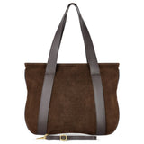 Suede Leather Satchel Bag - TAKEASY - Flyclothing LLC