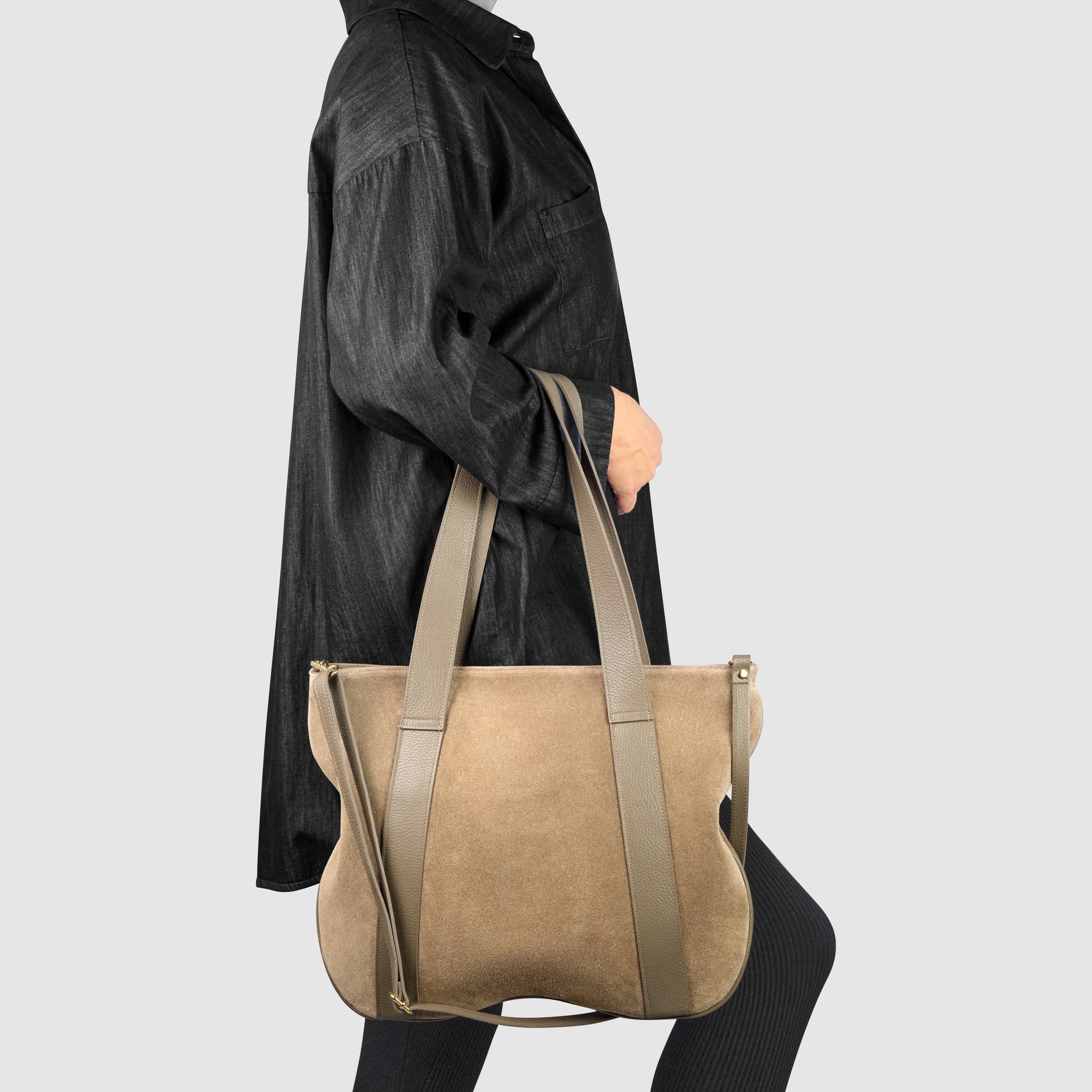 Italian Genuine Suede Tote Bag 282613 - TAKEASY - Flyclothing LLC