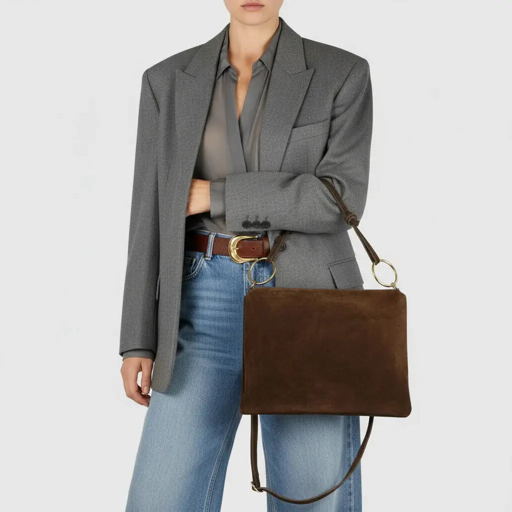 Italian Genuine Suede Shoulder Bag 171551 - TAKEASY - Flyclothing LLC