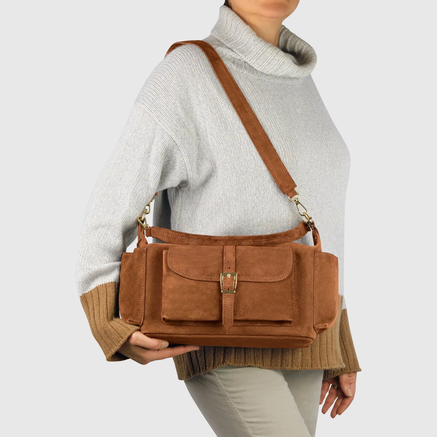 Italian Genuine Suede Shoulder Bag 323040 - TAKEASY - Flyclothing LLC