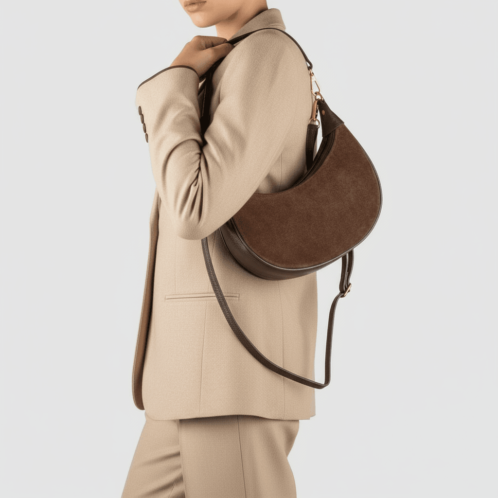 Italian Genuine Suede & Calf Leather Shoulder Bag 222024 - TAKEASY - Flyclothing LLC