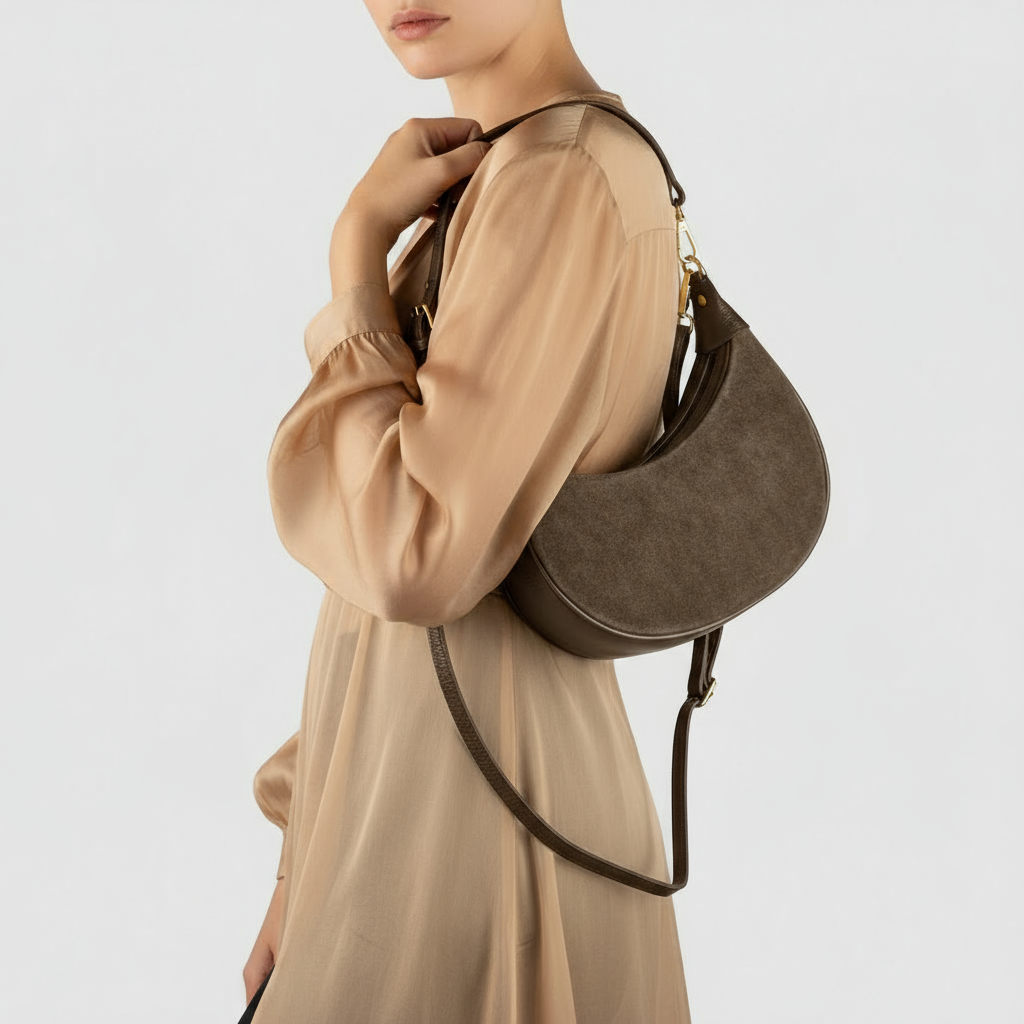 Italian Genuine Suede & Calf Leather Shoulder Bag 222024 - TAKEASY - Flyclothing LLC
