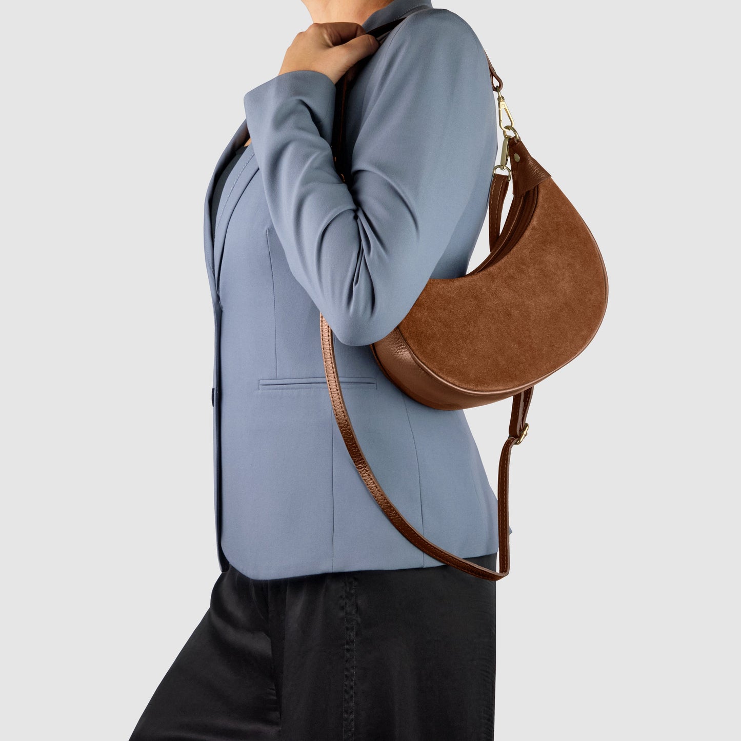 Italian Genuine Suede & Calf Leather Shoulder Bag 222024 - TAKEASY - Flyclothing LLC