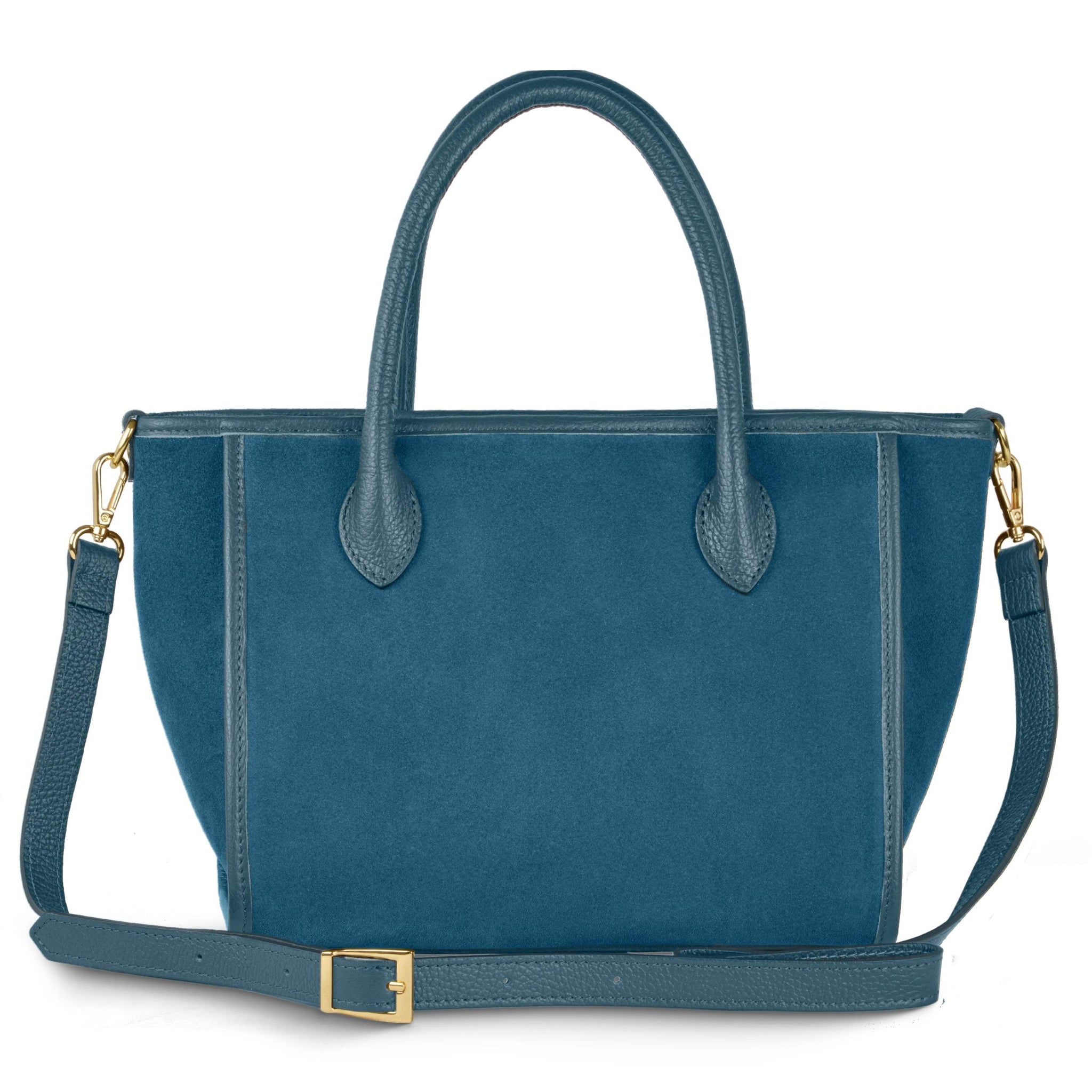 Italian Genuine Suede & Full-Grain Leather Top-Handle Bag | Alba - TAKEASY - Flyclothing LLC