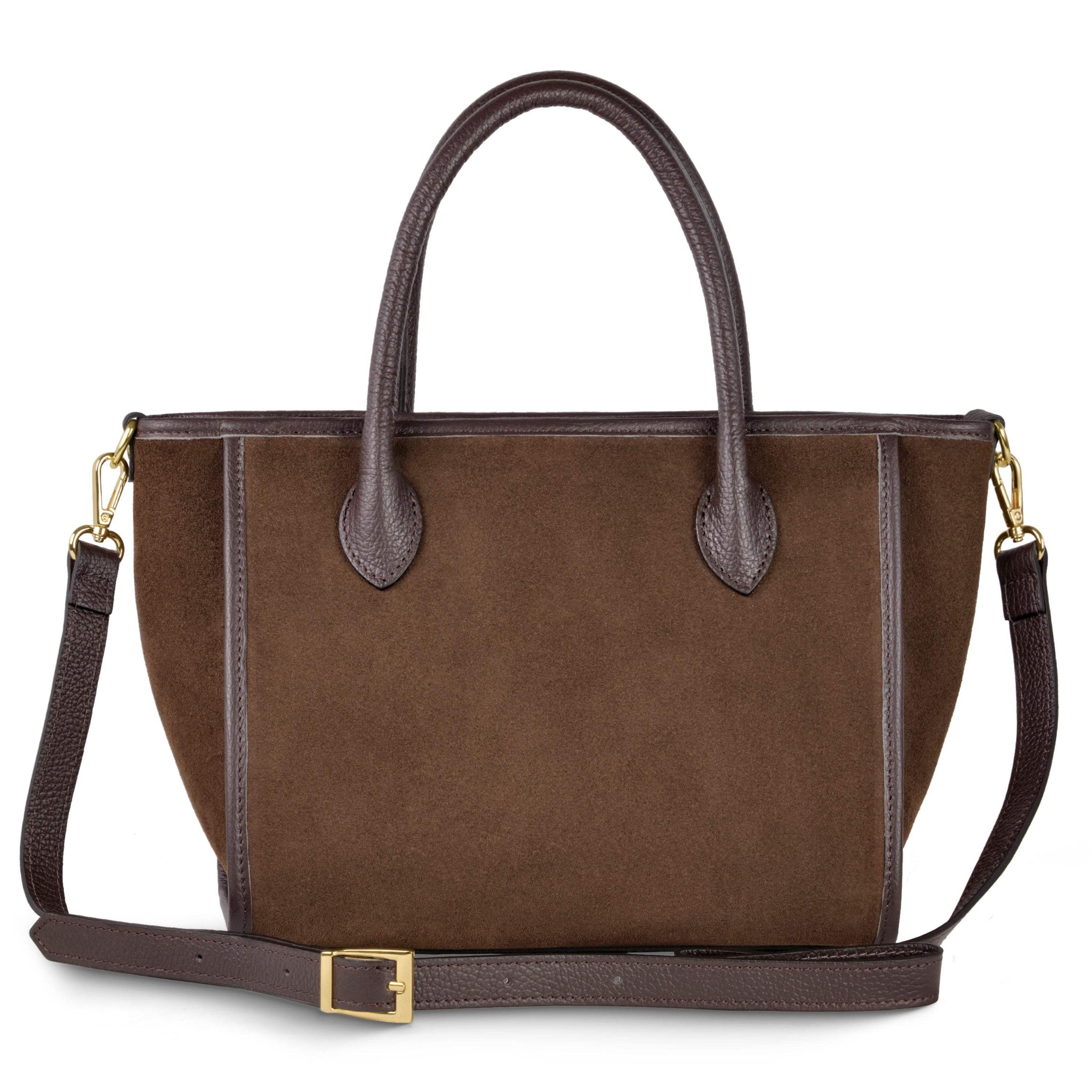 Italian Genuine Suede & Full-Grain Leather Top-Handle Bag | Alba - TAKEASY - Flyclothing LLC
