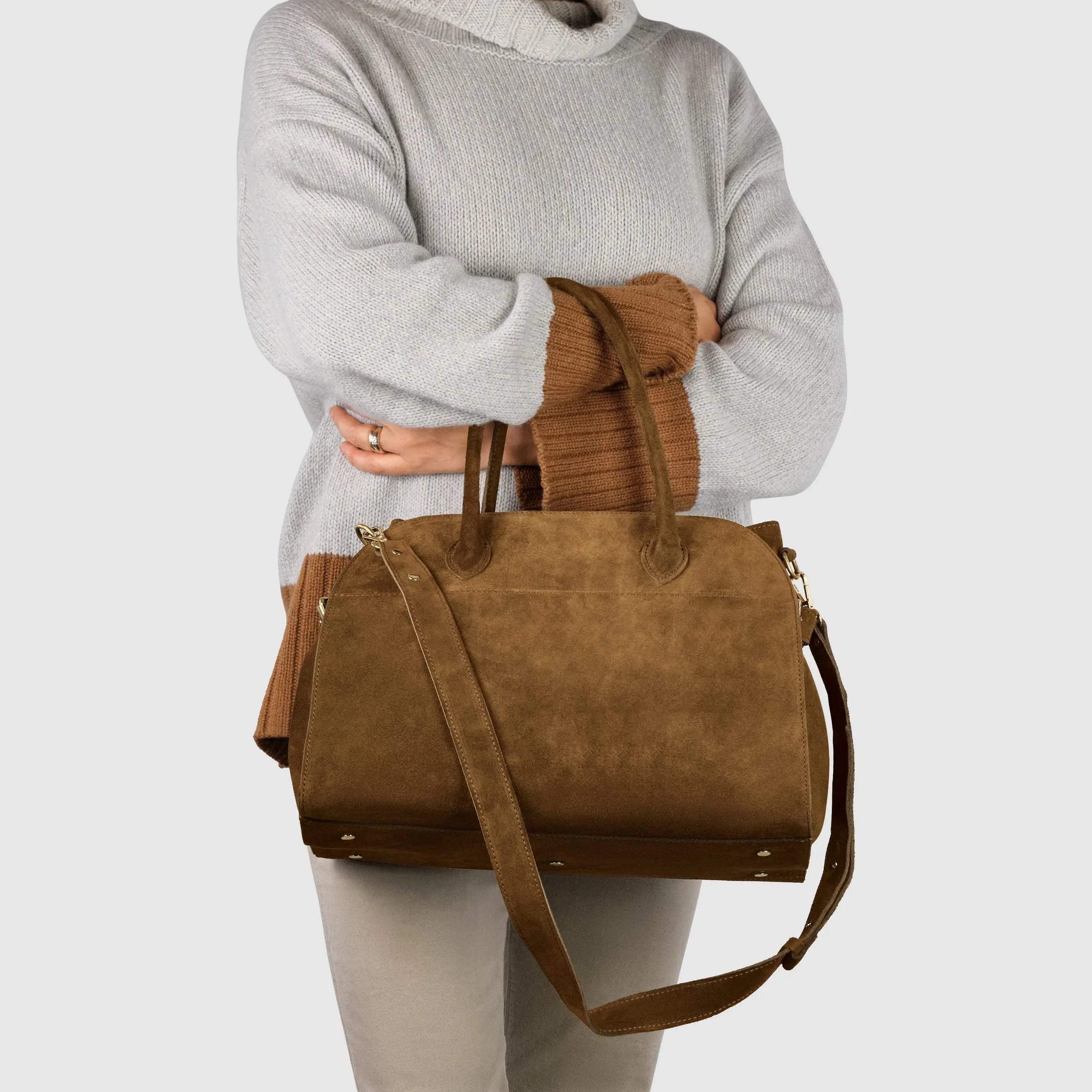 Italian Genuine Suede Top-Handle Bag 413912 - TAKEASY - Flyclothing LLC