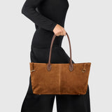 Suede Leather Satchel Bag - TAKEASY - Flyclothing LLC