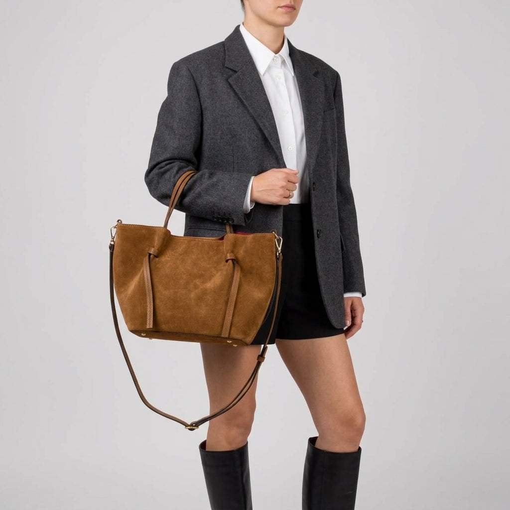 Italian Genuine Suede Tote Bag 292730 - TAKEASY - Flyclothing LLC