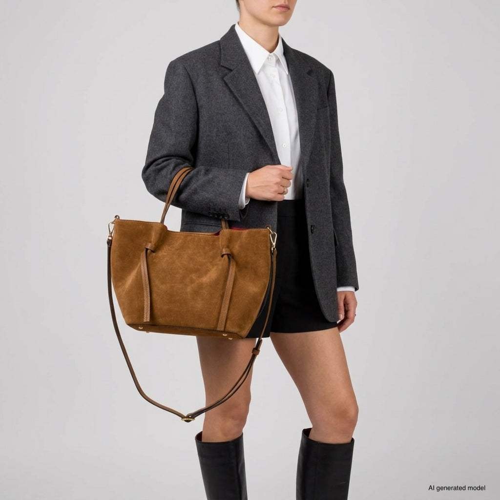 Italian Genuine Suede Tote Bag 292730 - TAKEASY - Flyclothing LLC