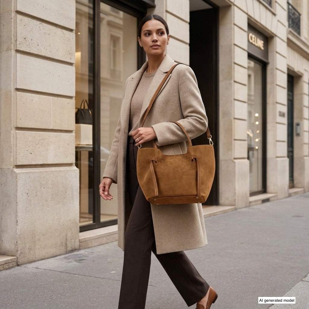 Italian Genuine Suede Tote Bag 292730 - TAKEASY - Flyclothing LLC