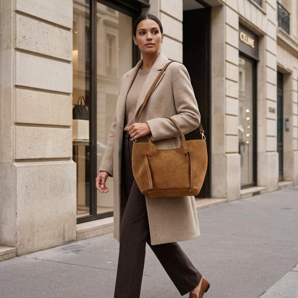 Italian Genuine Suede Tote Bag 292730 - TAKEASY - Flyclothing LLC