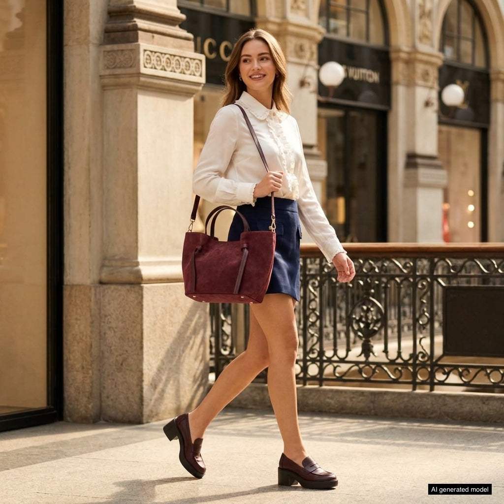 Italian Genuine Suede Tote Bag 292730 - TAKEASY - Flyclothing LLC